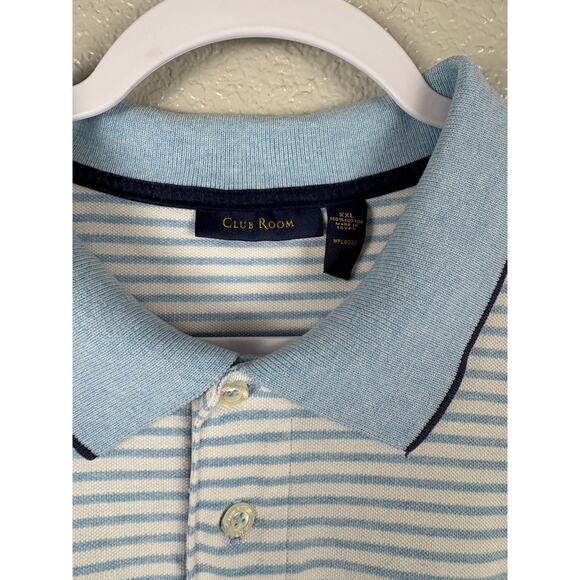 Club Room Blue and White Striped Collared 
Size XXL 100% Cotton Polo Shirt - Picture 4 of 6
